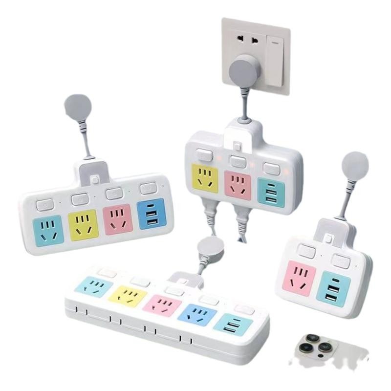 办.公插座USB夜灯多功能排插家用学I生宿舍插头转换器插座面板