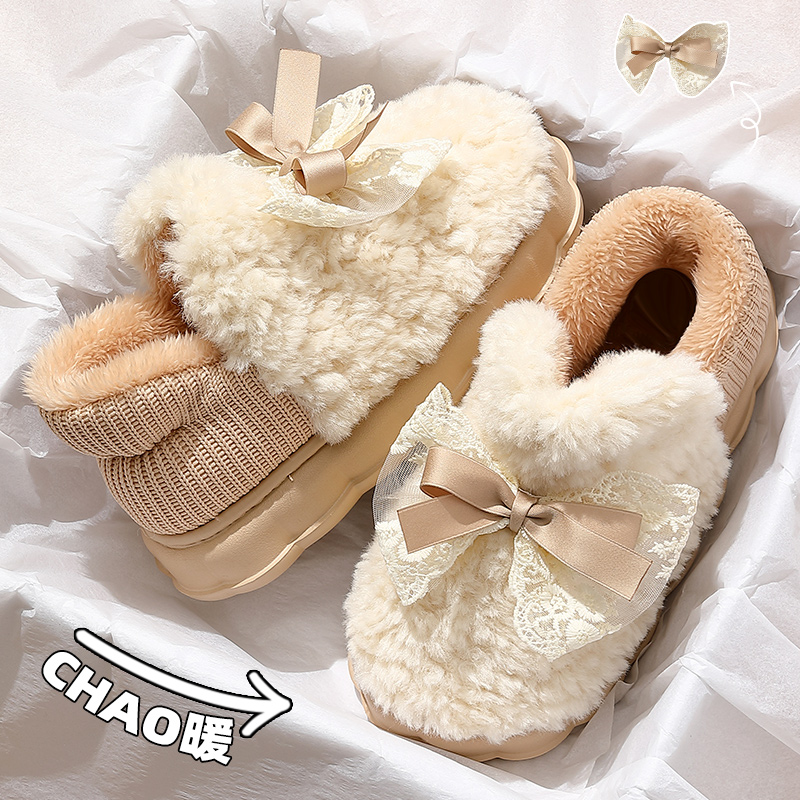 棉拖鞋女士冬季2023新款室内家居防滑厚底情侣毛T毛绒外穿包跟棉