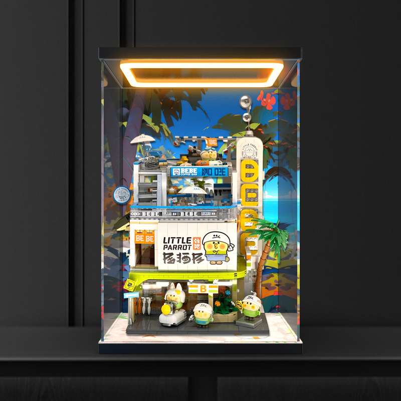 亚克力展示盒适用Toptoy中国积木BEBE街景房小屋车模型透明收纳盒