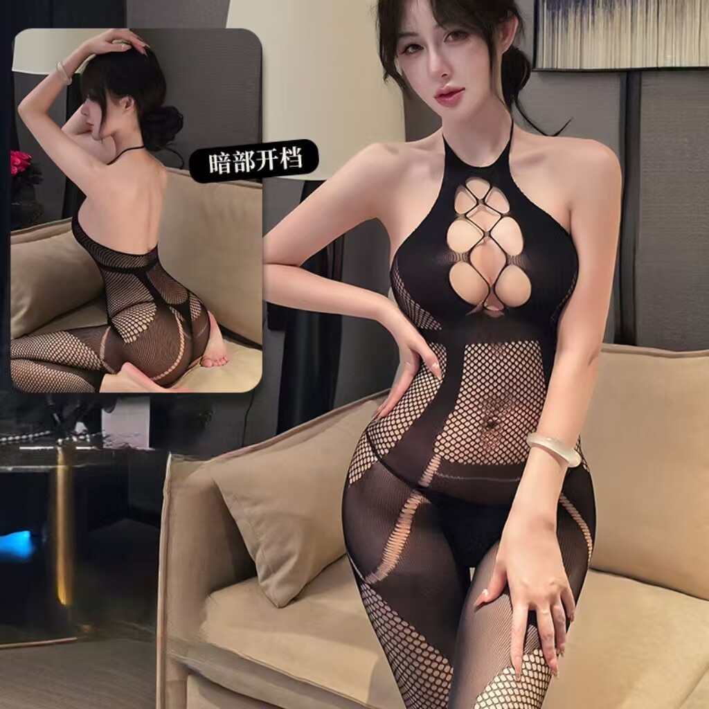 蜜语透视连体衣欧美风夜店女王黑塑身连体衣