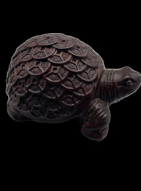 古董文玩小叶紫檀木雕金钱龟招财龟书桌办公桌面摆件复古老物件