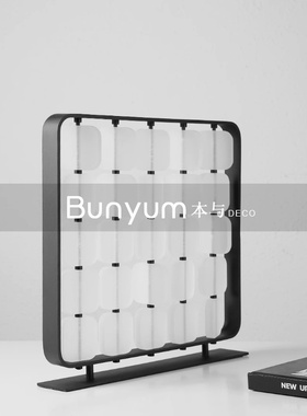 简约现代艺术屏风摆件金属亚克力书房装饰品样板间售楼处桌面软装