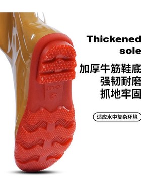 渔多多【结实耐磨】特厚黄色出口级半身下水裤连体捕鱼赶海抓鱼耐