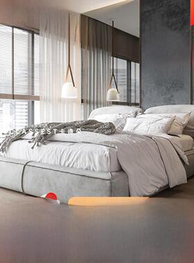 baxter大象的耳朵床主卧大床高端大气布艺简约现代奶油风磨砂布床