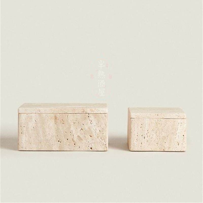 现代简约黄洞石家居饰品储物罐创意家居客厅梳妆台收纳罐首饰盒