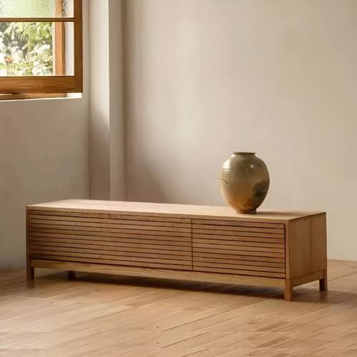 实木白蜡木电视柜日式原木风小户型北欧简约樱桃木试听柜客厅收纳