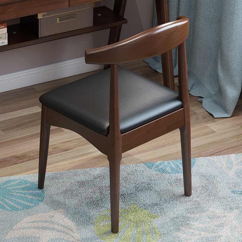 牛角椅卧室靠背椅儿童写字椅家用餐椅电脑椅带坐垫休闲椅实木椅子