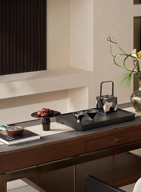 邸高家居室内阳台茶空间茶室软装饰宋代美学家具摆件茶桌造景布置