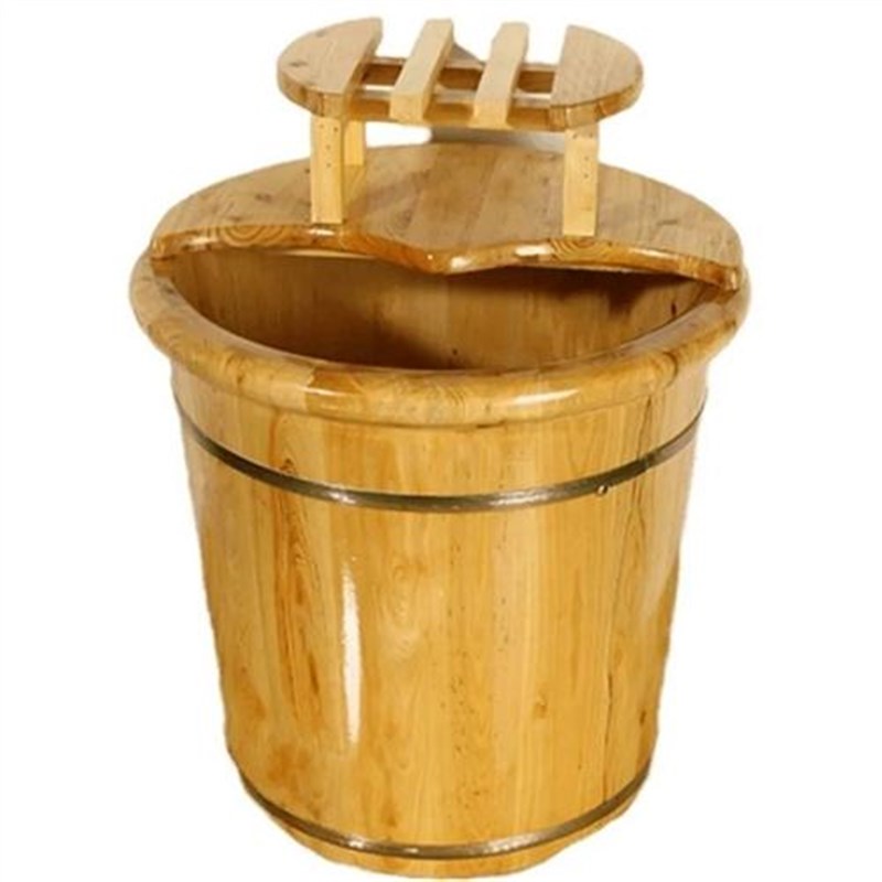 30木桶泡脚家用泡脚盆足疗桶洗脚盆可足部盆泡脚桶木桶带轮小腿