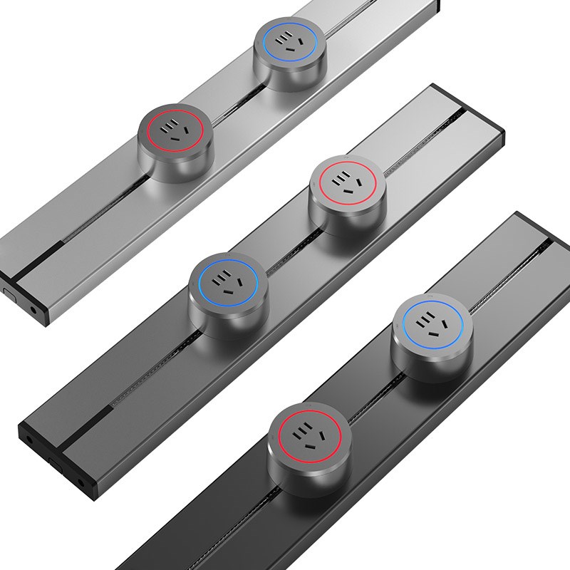 国际电工可移动轨道插座明装导轨C厨房滑轨餐边柜插排电力磁吸排