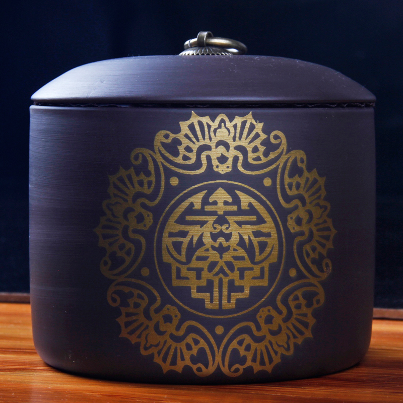 紫砂茶叶罐大号半斤装密封茶罐陶瓷普洱存储L罐空罐醒存定制logo