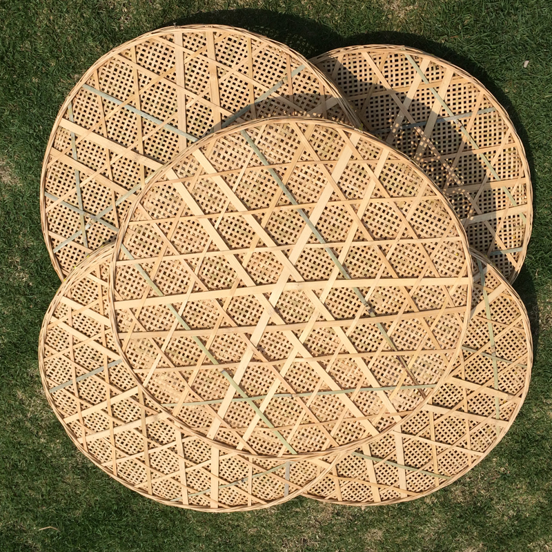 竹编米筛直径50孔径3和1糠晒东西筛子用手工竹制U品农家晾晒圆簸