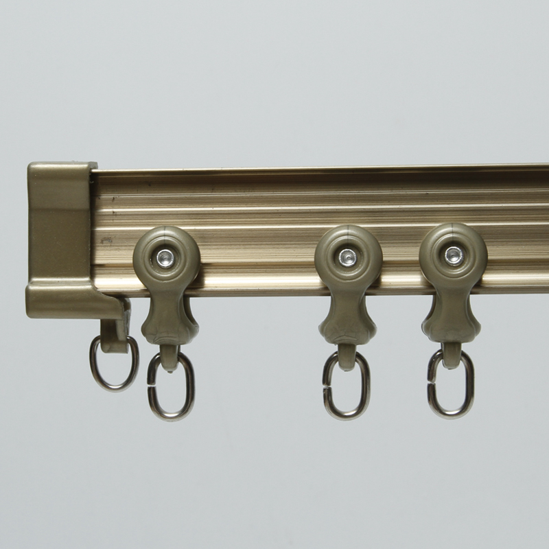 铝合金弯轨窗帘轨道o窗帘杆滑轨单轨道双轨侧装顶装滑道导轨滑轮
