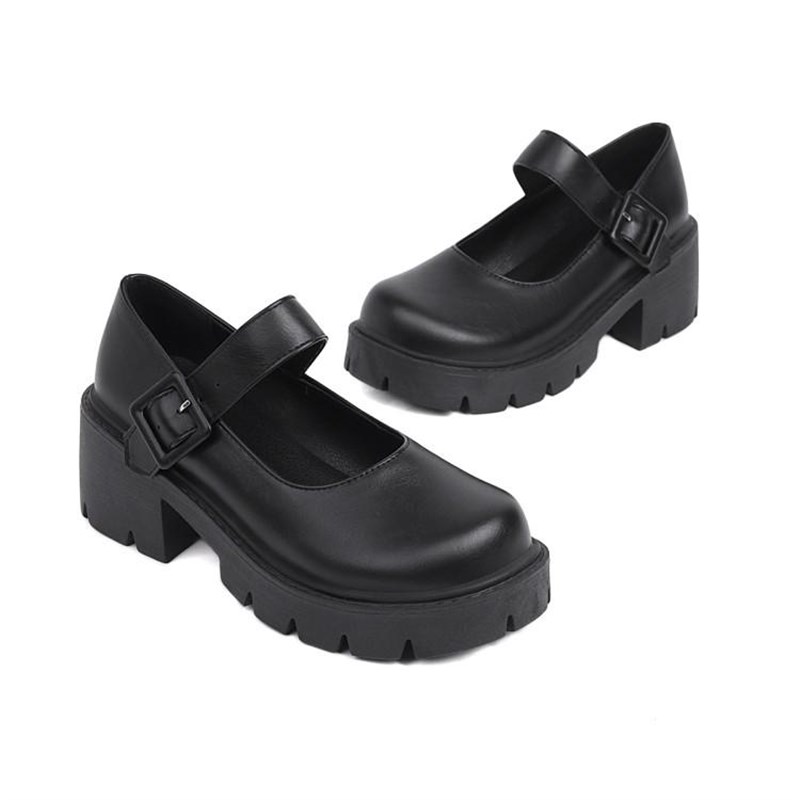 日系春夏jk制服鞋子增高厚底学生玛丽珍高跟复Q古单鞋英伦风小皮