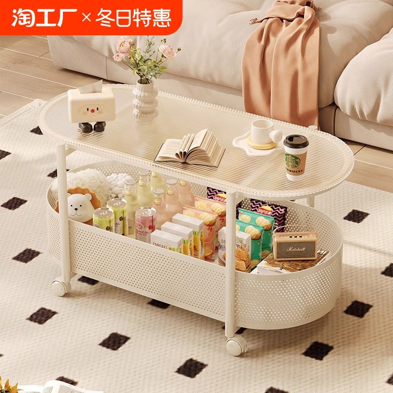 可移动沙发边几钢化玻璃茶几小桌子床头侧边边柜小户型小推车置物