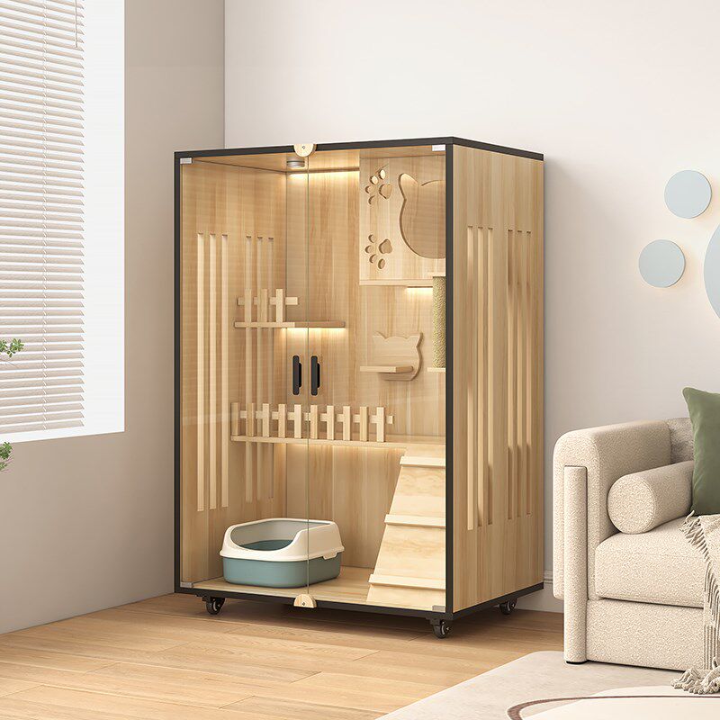 猫别墅猫咪房子猫屋家用室内猫窝猫笼子超大自由空间实木猫舍猫柜