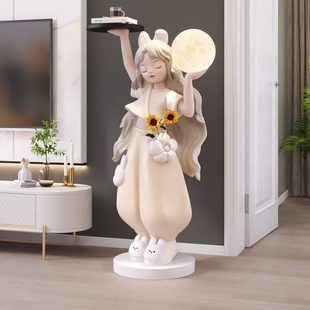 奶油风女孩大型落地摆件客厅电视柜沙发边几床头灯乔迁新居礼品