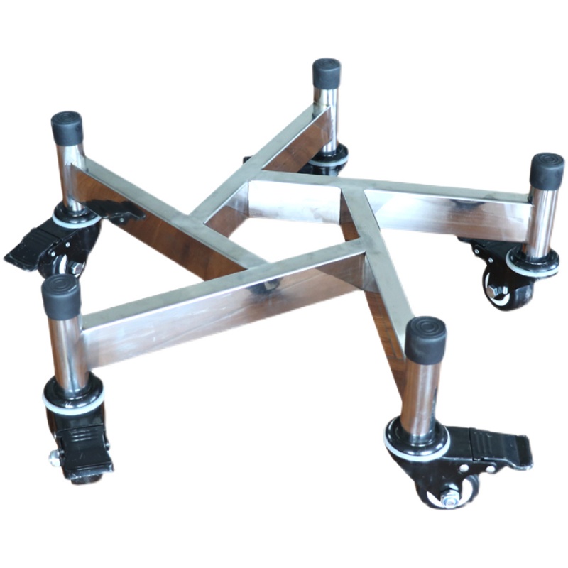 不锈钢五角形五边形移动花盆托架液G氮罐托盘万向轮室内外置物架