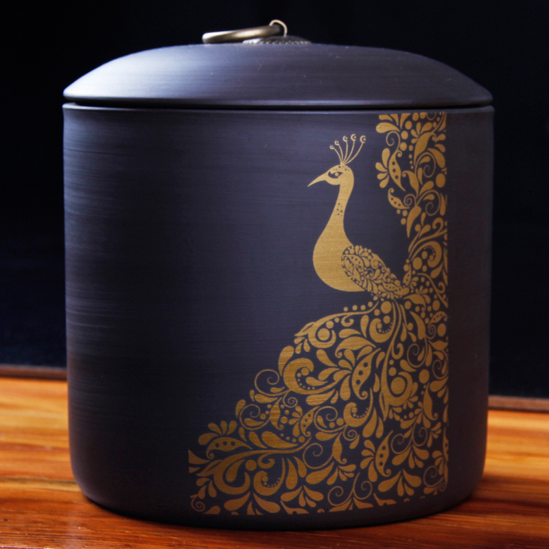 紫砂茶叶c罐大号半斤装密封茶罐陶瓷普洱存储罐空罐醒存定制logo