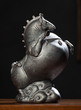 王顺生肖陶瓷唐马摆件小号招财客厅玄关酒柜桌面W装饰品办公桌