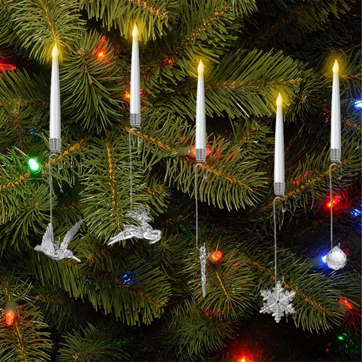 跨境新款塑料蜡烛灯圣诞节装饰 LED蜡烛灯室内布置氛围圣诞树挂灯