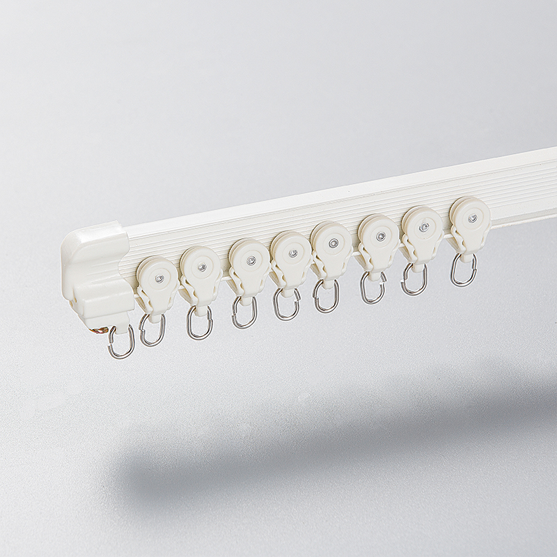 静音纳米弯轨窗帘轨道加厚铝合金单轨双轨侧装顶装配件白色