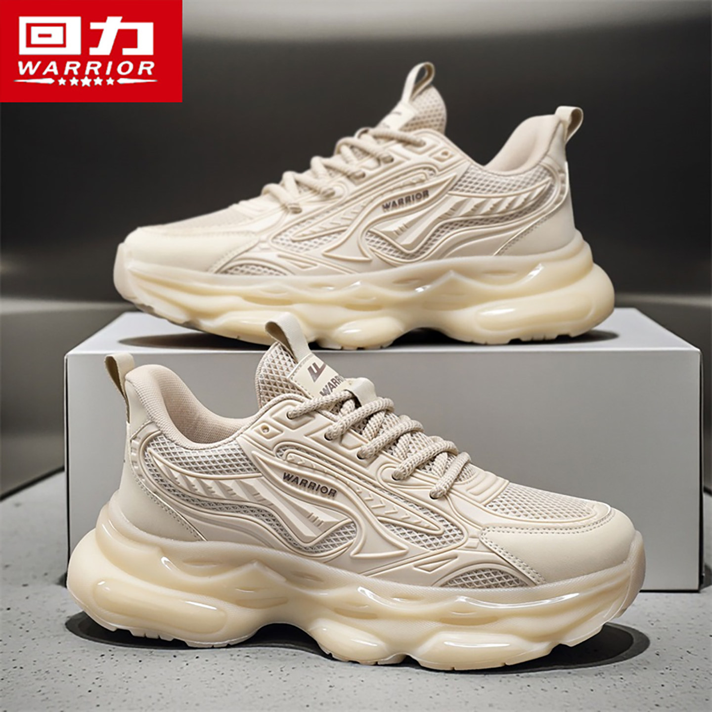 回力爆米花男鞋2026春季新款青少年运动跑步休闲厚底增高老爹潮鞋