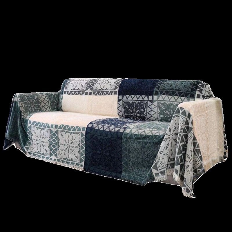 欧式复古轻奢雪尼尔全包加大流苏沙发罩巾装饰薄绒毯多用盖布床盖