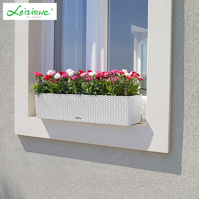 自动吸水花盆户外悬挂式栏杆架塑料长方J形阳台花槽种菜花盆种植