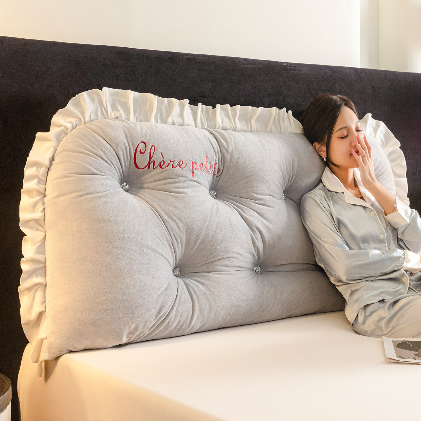 韩系床头靠枕卧室床上靠背银灰榻榻米靠垫沙发软包飘窗软垫可拆洗,居家布艺,床头靠垫,淘宝优惠券,粉丝福利购,淘宝优惠卷