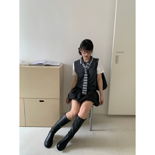 针织衫 meet polo领拼色胸前口袋显瘦假两件针织衫 55207 studio