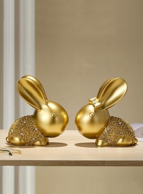 简约现代轻奢兔子摆件高档家居卧室客厅酒柜装饰品电视柜玄关摆设