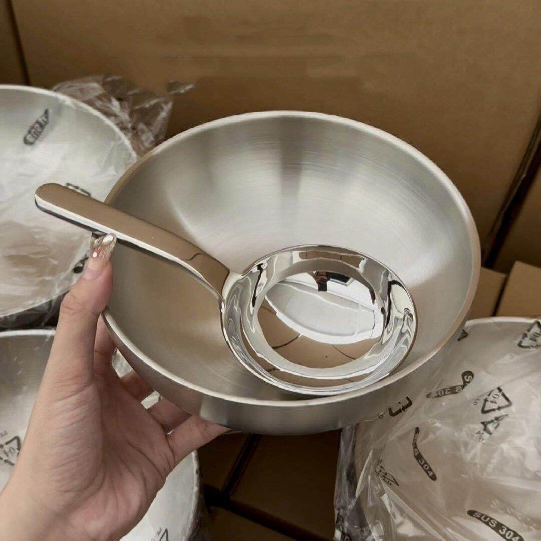 吃螺蛳粉大头勺不锈钢短柄短把韩式汤勺家用勺子盛汤个人自用