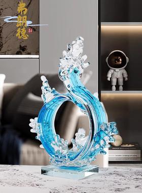 弗朗德轻奢现代琉璃工艺品风生水起招财电视柜酒柜摆件乔迁礼物