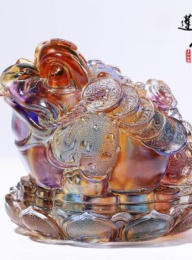 琉璃金蟾摆件寓意礼物招财桌面收银台前台玄关中式工艺品开业礼品