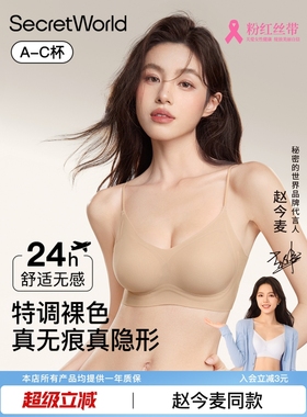 Secret World无痕内衣女小胸聚拢隐形肤色粉底液细肩带美背文胸女