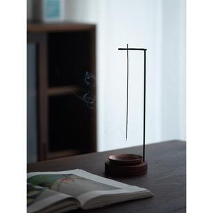 彩集堂倒挂式 香插创意实用纯铜线香托禅意室内实木熏香炉底座