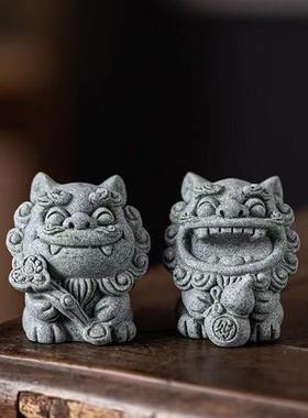 国潮开运砂石暴富茶宠精品可养桌面摆件风狮爷创意茶桌装饰品装饰