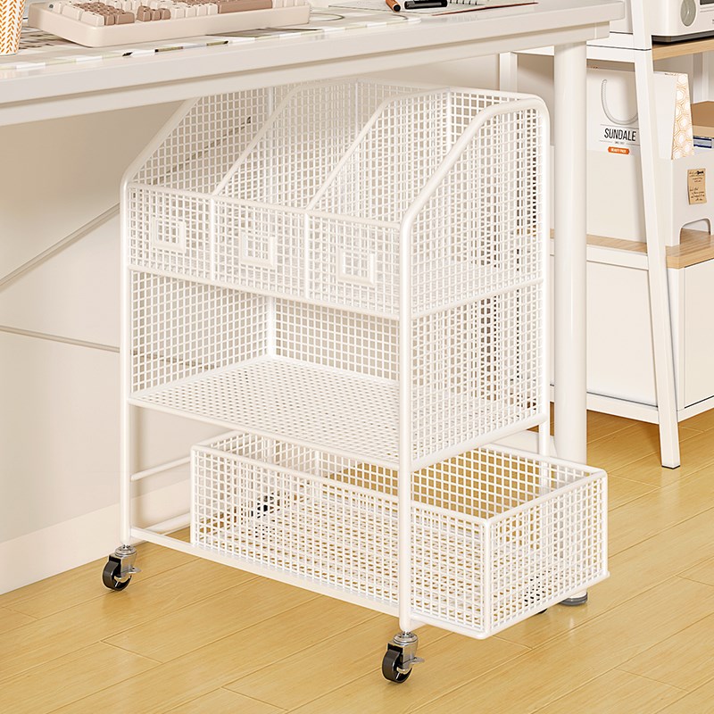 抽屉式桌下置物架可移动落地带轮小推车书桌O旁小书架方包收纳书