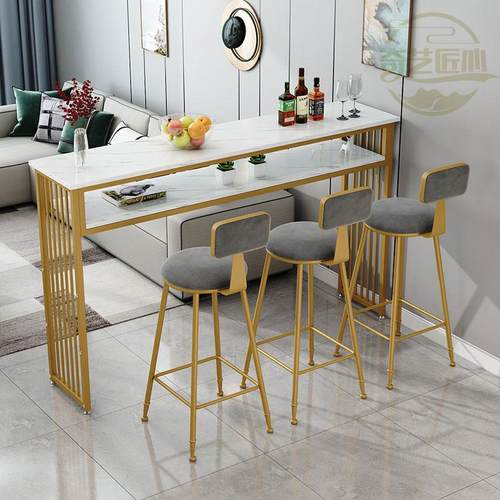 北欧靠墙吧台桌家用客厅隔间阳台长条桌靠窗桌高脚桌轻奢吧台桌椅
