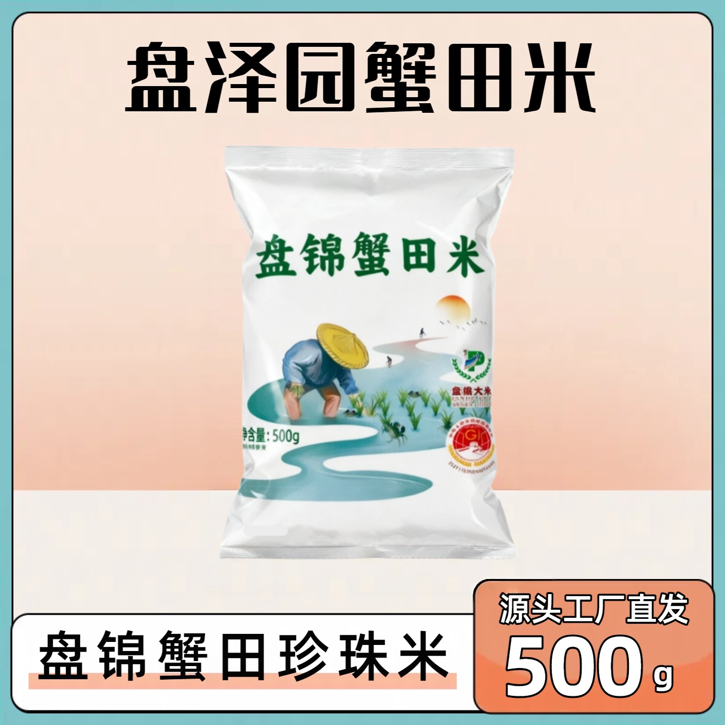 盘泽园盘锦蟹田米500g圆粒珍珠米1斤装东北大米小包装当季新米