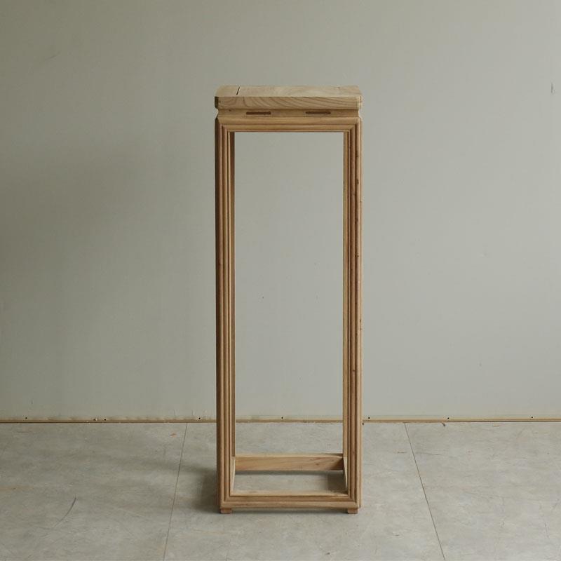 简约花架白茬老榆木实木置物架白胚新中式茶楼落地绿萝花几白胚坯