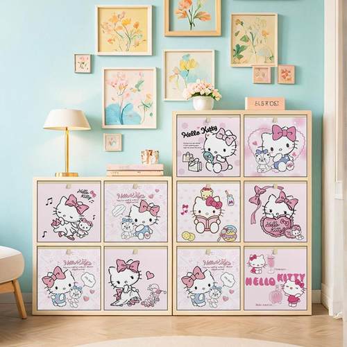 Kitty猫折叠收纳箱卡莱克格子柜收纳筐家用卡通可爱抽屉式整理盒