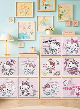 Kitty猫折叠收纳箱卡莱克格子柜收纳筐家用卡通可爱抽屉式整理盒