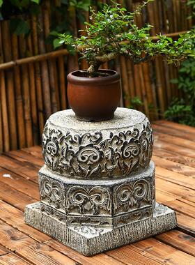 室内户外小院大门口装饰摆饰中式庭院人造石鼓门墩坐墩彷石凳底座