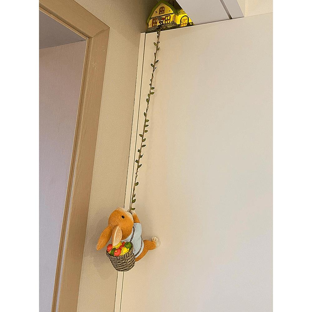 爬绳小兔子挂件可爱房间卧室趣味装饰氛围感布置玄关客厅背景墙
