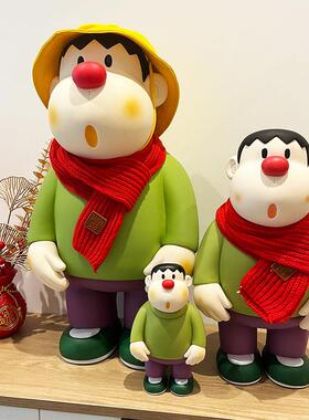 大号胖虎歪头创意手办公仔摆件车载玄关客厅电视柜台面高级感装饰