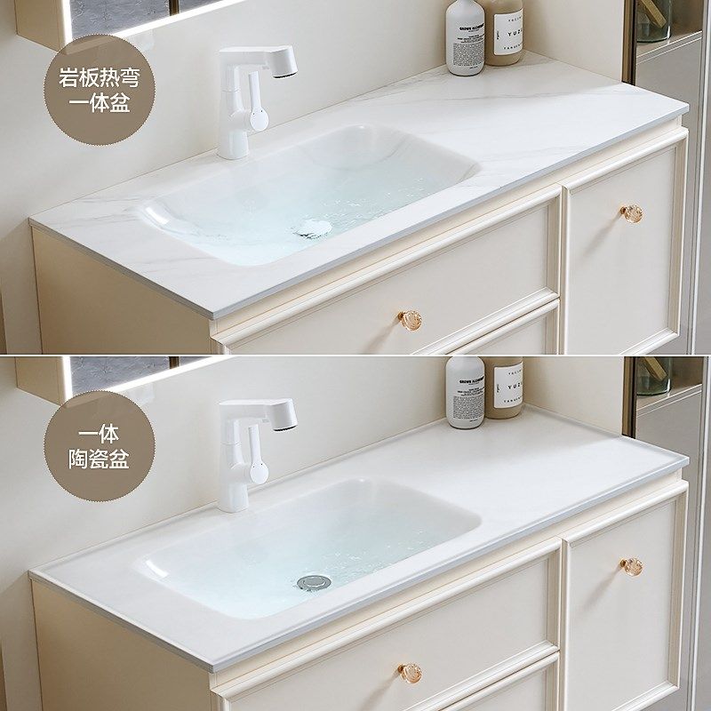 法式奶油风浴室柜陶瓷一体盆洗漱台实木洗手台盆卫浴柜