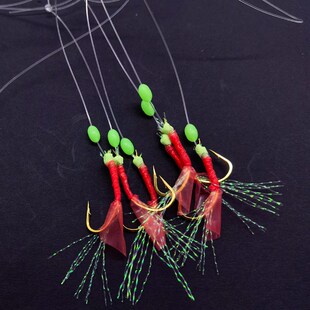 海钓夜光仿生鱼皮红皮石九公虎头鱼钓组白条翘嘴路亚假饵虾皮串钩