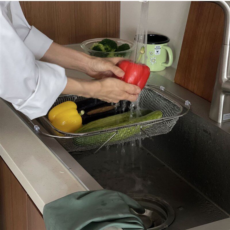 Nati Home 不锈钢沥水篮可伸缩碗碟沥水架厨房洗菜盆滤水架